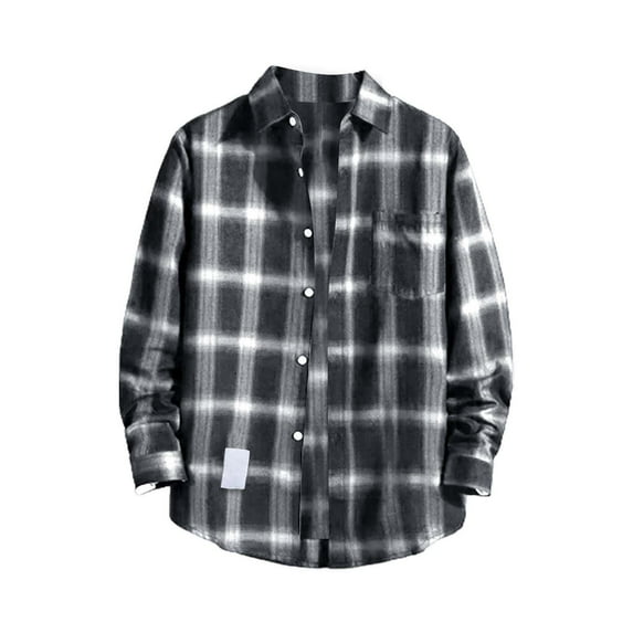 snowsong Shirts For Men Long Sleeve Shirts For Men Mens Casual Fall Shirt Lapel Button Long Sleeve Shirt Tops Men's Cardigan Mens Fall Shirts Black XXL