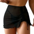 thumbnail image 1 of snowsong Shorts For Women Workout Shorts Women Women Ruffle Trim Sheer Beach Skirt Cover Up Skirt Beach Wrap Bikini Shiny Wraps Cover Up For Swimwear Beach Shorts For Women Black 4XL, 1 of 9