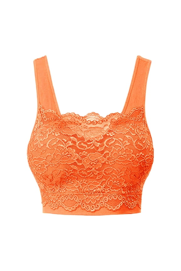 Sports Bras,2024 New Style Women's Solid Comfortable Breathable Non-Underwire Plus-Size Adjustable Push-up Sports Lace Bra,Bras for Women,Push up Bras,Plus Size Bras, Orange 2XL