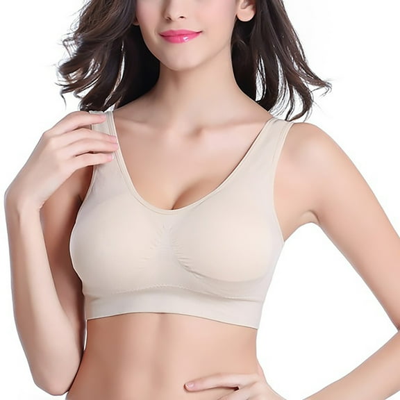 snowsong Sports Bras,Bras for Women Large Size Underwear No Steel Ring Thin Style Bra Sports Yoga Underwear No Binding Underwear Bralettes for Women,Wireless Bra,Seamless Bras Khaki M