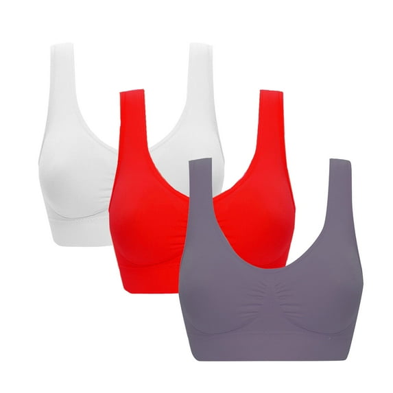 snowsong Sports Bras,Bras for Women Removable Bandeau Strapless Stretchy Bra Top Women Plus Double Padded Size Bralettes for Women,Wireless Bra,Seamless Bras Multicolor L