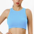 thumbnail image 1 of snowsong Sports Bras,Bras for Women Women's 1 Piece Crop Tank Tops Ribbed Seamless Workout Sleeveless Shirts Racerback Crop Tops Bralettes for Women,Wireless Bra,Seamless Bras Blue M, 1 of 9