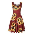 thumbnail image 1 of snowsong Summer Dress,Sundresses for Women Women Sleeveless Sunflower Print Summer Beach A Line Casual Dress Party Dress Beach Dress,Vacation Dresses,Hawaiian Dresses Wine Dress M, 1 of 7