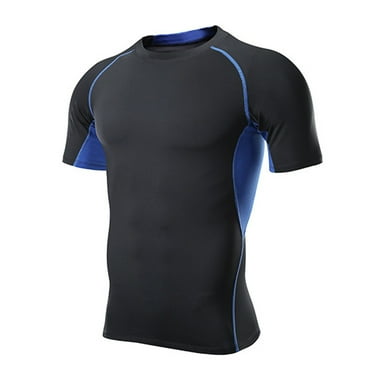 snowsong Summer Tops Mens Shirts Men's Compression Shirts Short Sleeve Athletic Compression Tops Cool Dry Workout T Shirt T Shirts For Man Blue L