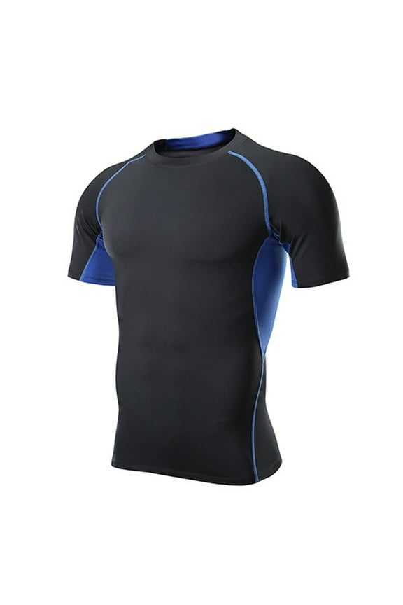 Summer Tops Mens Shirts Men's Compression Shirts Short Sleeve Athletic Compression Tops Cool Dry Workout T Shirt T Shirts For Man Blue XXL