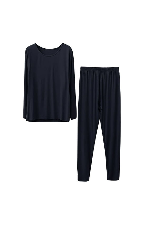 Thermal Underwear for Women,2024 Hot Women's Solid Fitted Plus Size Thermal Long Sleeve Long Pants Underwear Set,Pajamas Set,Undershirts Long Sleeve,Thermal Suit, Black XL