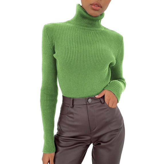 snowsong Thermal Underwear for Women,2024 New Women's Casual Solid High Neck Slim Warm Long Sleeve Top Bottom Shirt,Knit Top,Undershirts Long Sleeve,Casual Tops,(Clearance) Green One Size