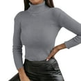 thumbnail image 1 of snowsong Thermal Underwear for Women,2024 New Women's Solid High Neck Slim Knit Long Sleeve Warm Top Bottom Shirt,Knit Top,Undershirts Long Sleeve,Casual Tops,(Clearance) Gray S, 1 of 7