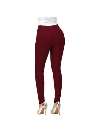 Red jeggings women Plus size compression pant 2 back pockets - Belore Slims