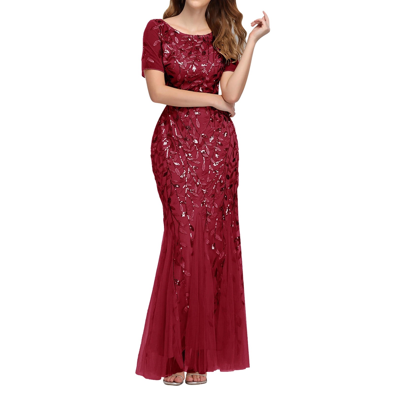 open lace back dress Sexy Two-Piece Long Prom Dress with Glitter PromGirl