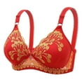 thumbnail image 1 of snowsong Wireless Bras,2024 New Style Women's Embroidery Print Comfortable Breathable Non-Underwire Adjustable Push-up Bra,Bras for Women,Push up Bras,Plus Size Bras, Red M, 1 of 3