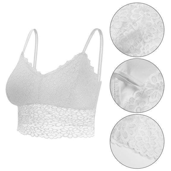 snowsong Wireless Bras for Women,New 2024 Women's Comfortable Breathable Beautiful Back Large Size Wireless Lace Bra With Bra Pads,Bras for Women,Push up Bras,Womens Clothing,(Promotion) White L