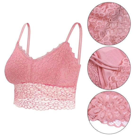 snowsong Wireless Bras for Women,New 2024 Women's Comfortable Breathable Beautiful Back Large Size Wireless Lace Bra With Bra Pads,Bras for Women,Push up Bras,Womens Clothing,(Promotion) Pink XL