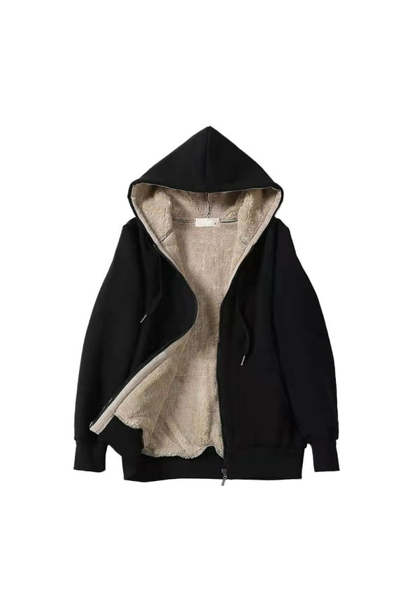 Women's Jacket Sweatshirt Winter Casual Lined Up Warm Zip Coat Hooded Women's Coat,Hoodies for Women,Coats for Women,Womens Hoodies Pullover,Womens Zip Up Hoodies,Black,6XL