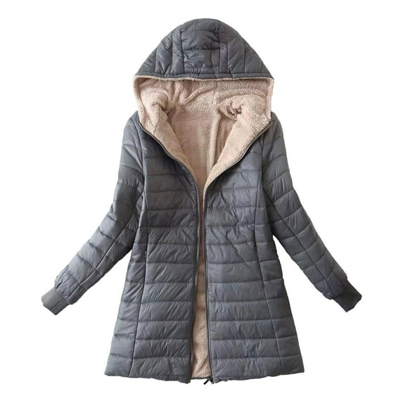 snowsong Women's Long Down Jacket Plus Size Down Jacket Cotton Jacket Lightweight Down Jacket With Hooded Winter Jacket,Puffer Jacket Womens,Winter Coat,Long Coat Women,Coats for Women,Grey,XL