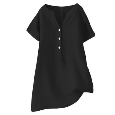 snowsong Womens Fall Tops Long Sleeve Shirts For Women Loose Button Down Blouse Tops Stand Solid Sleeve Collar Long Casual Women Shirt Women's Blouse Shirts For Women Black L