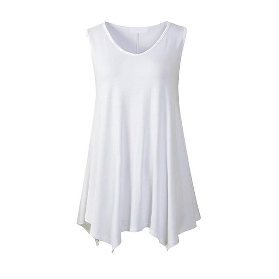 snowsong Womens Tank Tops Going Out Tops Womens Vest Extended Sleeveless V Neck Tunic Tshirt Top Casual Summer Dress Loose Bottom Shirt Womens Tops White XXL