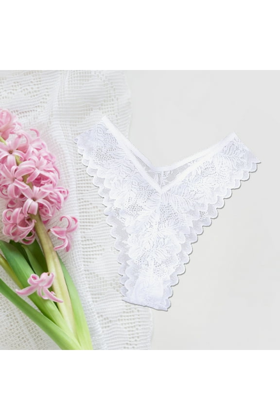 Womens Underwear,Hot 2024 Women's Comfortable Breathable Sexy Solid Low-waist Hollow out Lace Fun Thong,Thongs for Women,Low-waisted Underwear,Plus Size Underwear,(Reduction) White M