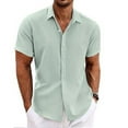 thumbnail image 1 of snullo Men's Linen Shirts Short Sleeve Casual Shirts Button Down Shirt Business Dress Clothing Beach Fashion Summer Tops, 1 of 6