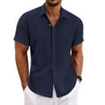 thumbnail image 1 of snullo Men's Linen Shirts Short Sleeve Casual Shirts Button Down Shirt Business Dress Clothing Beach Fashion Summer Tops, 1 of 5