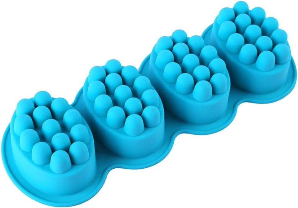 Massage Bar Soap Molds 4-Cavity Silicone - Hair Brush Design Soap Making Mould Tray Pink