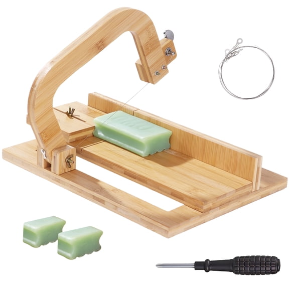 Wooden Soap Cutter with Adjustable Wire, Precision Cutting Tool with Scale Marks & Movable Hand Block, Professional Slicer with Replacement Wires for Soap Making, DIY Crafts