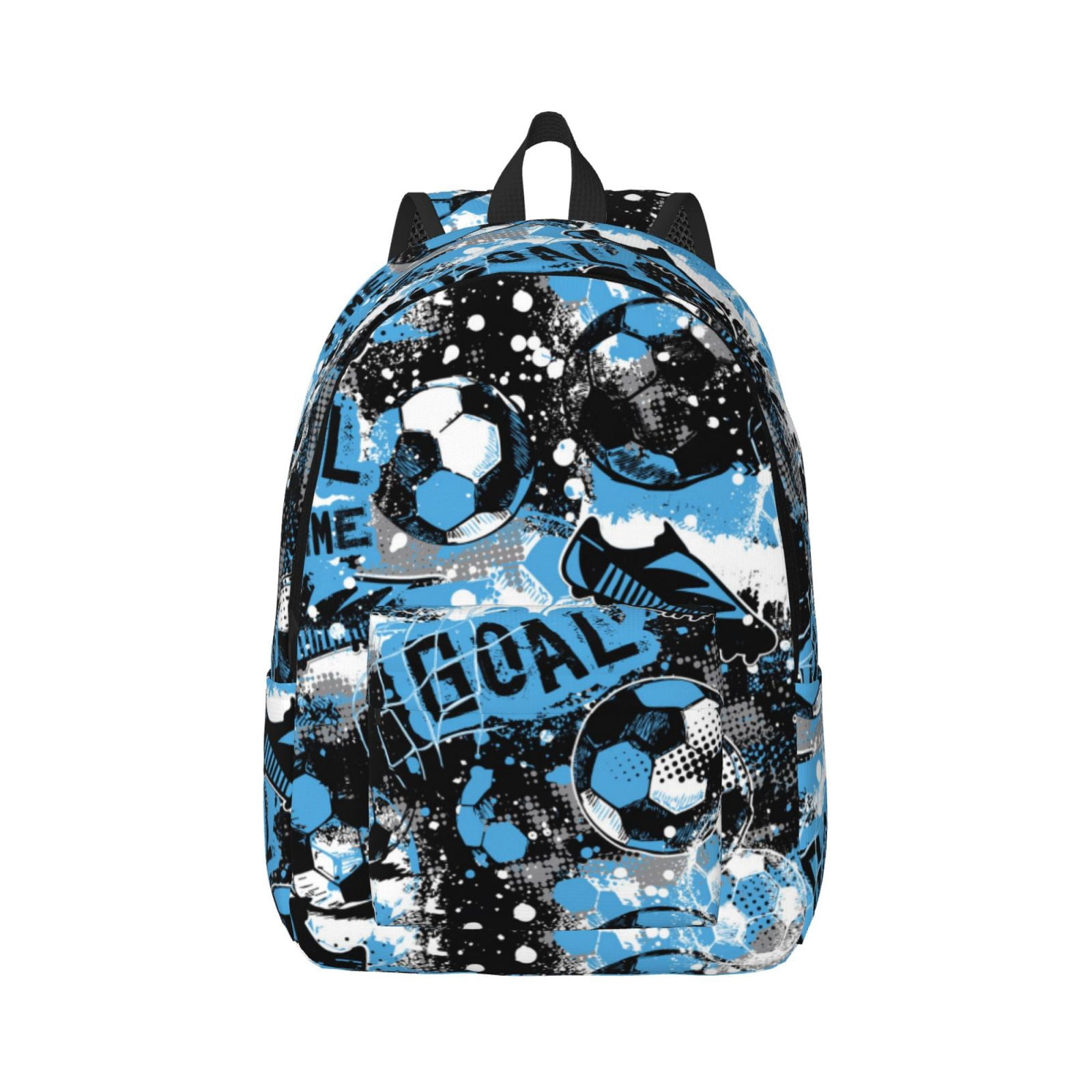 soccer Football ball goal blue Backpack for School, Canvas Backpack