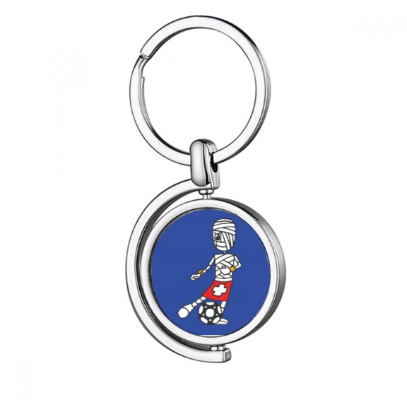 soccer player cartoon Rotating Keychain Metal Keyring Holder