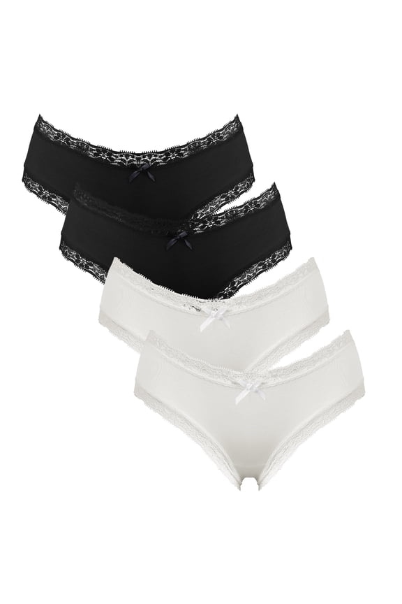 Womens Underwear Lace Trim Soft Briefs Stretch Hipster Solid Panties 4 Packs