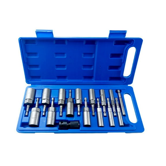 socket,Screw Drill Tools Shank Socket Wrench Tools Set 5.5mm~19mm Drill Tools Set 16pcs Shank Socket Driver Screw Socket Wrench Driver Wrench Driver Set 5.5mm~19mm And