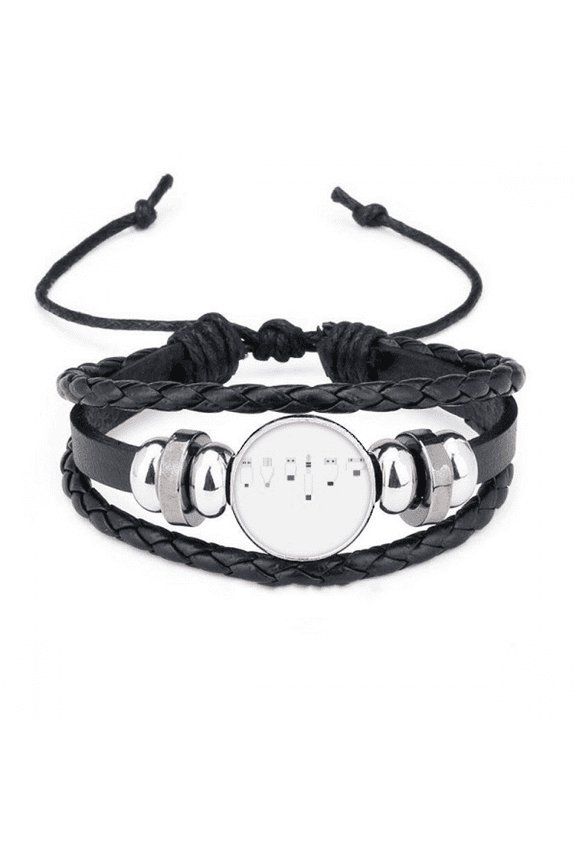 socket plug charging cable pattern bracelet braided leather woven wristband