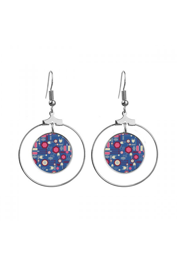 socket plug circuit diagram pattern earrings dangle hoop jewelry drop circle