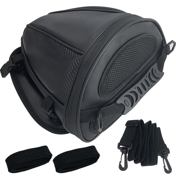 socpuro Motorcycle Tail Bag Multifunctional Rear Seat Storage Saddle Bag Motorbike Tank Bag with Shoulder Strap, Black