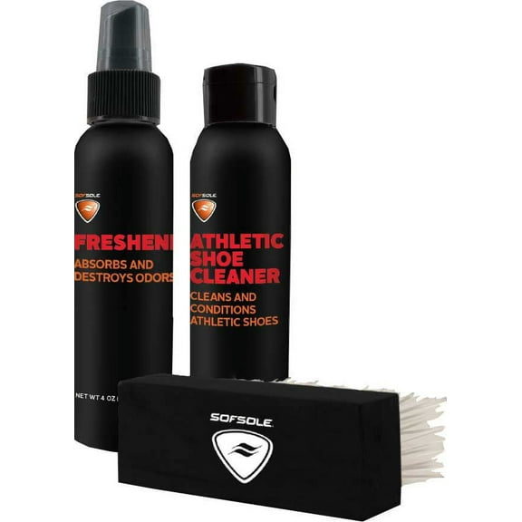 sof sole athletic shoe care kit with cleaner, deodorizer and brush