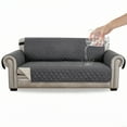 thumbnail image 1 of Behome Sofa Cover, Reversible Couch Cover for 3 Cushion Cover Pet Friendly Sofa Cover, Water Resistant Slipcover Furniture Protector with Non Slip Elastic Strap, Gray, 1 of 9
