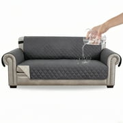 Behome Sofa Cover, Reversible Couch Cover for 3 Cushion Cover Pet Friendly Sofa Cover, Water Resistant Slipcover Furniture Protector with Non Slip Elastic Strap, Gray
