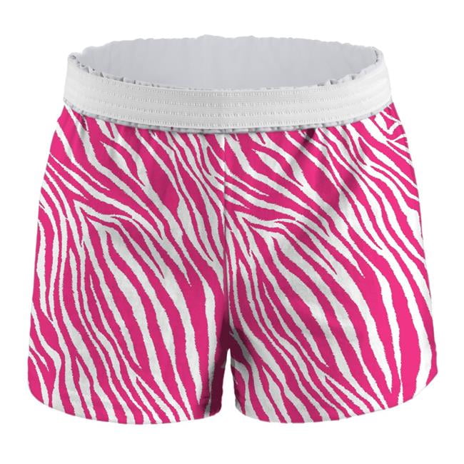 soffe 37vppzlrg juniors printed cotton shorts, pink zebra