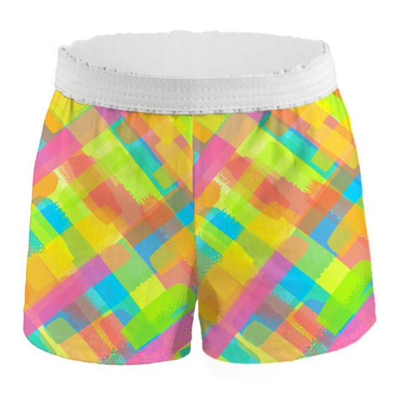 soffe women's jr printed short cctn, watercolor plaid, small