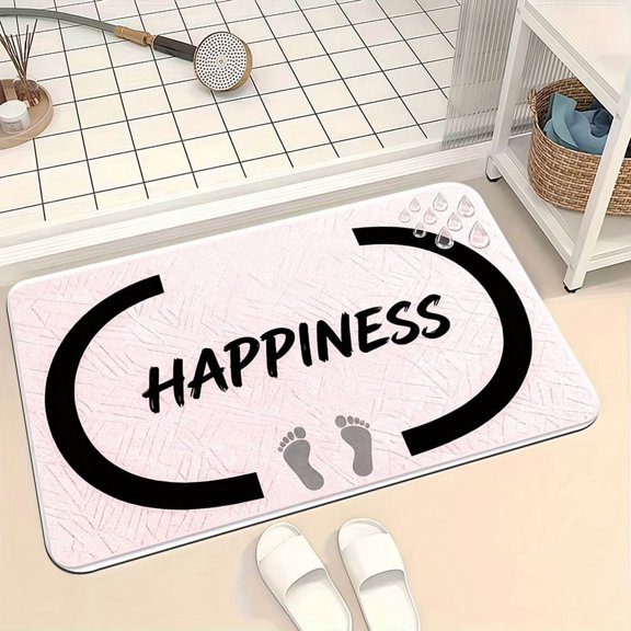 A soft, absorbent diatomaceous earth mat with a black rounded border. Machine washable. Suitable for kitchens, hallways, bedroom entrances, bathrooms, living room entrances, and more.