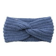 thumbnail image 1 of soft stretch ear warmer headband women winter cable knit headbands hairbands blue (one size), 1 of 3