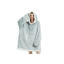 softan Blanket Hoodie, Oversized Sherpa Fleece Wearable Blanket for Women & Men, Super Warm and Cozy Plush Flannel Hooded Blanket, Sweatshirt Gift with Giant Pocket, One Size Fits All, Grey