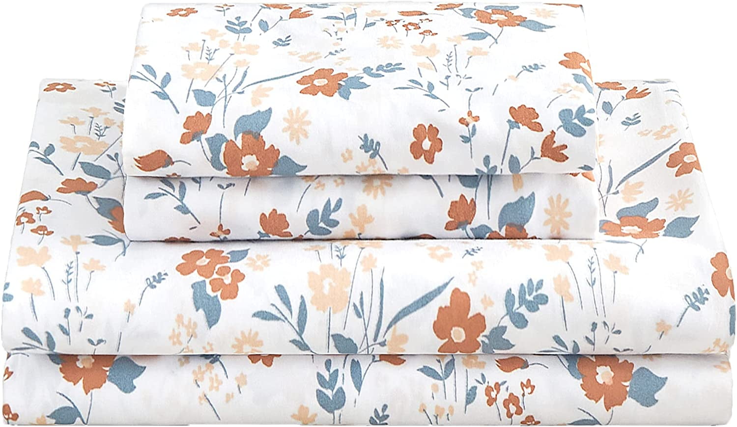 softan Floral Full Sheet Set Orange Flower Bed Sheets Full Printed