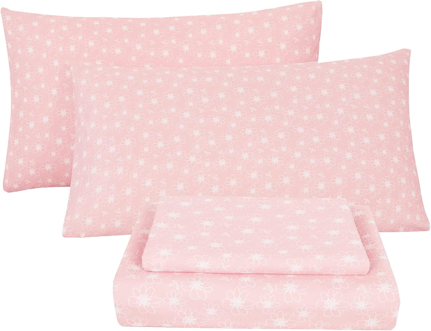 softan Floral King Size Sheets, Printed Coral Pink Flower Bed Sheets