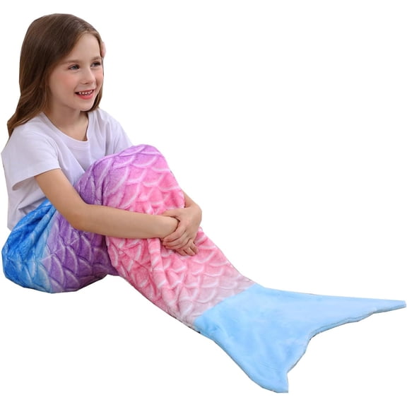 softan Kids Mermaid Tail Blanket, Girl Toddler Mermaid Toys 17" x 39"