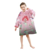 SOFTAN STORE softan Wearable Blanket Hoodie for Kids, Super Warm and Cozy Plush Sherpa Flannel Wearable Hooded Blanket with Giant Pocket, Perfect Gifts for 2-6 Year Old Boys & Girls