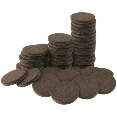 softtouch 1" Round Heavy-Duty Self-Stick Felt Furniture Pads, Brown (48 Pack)