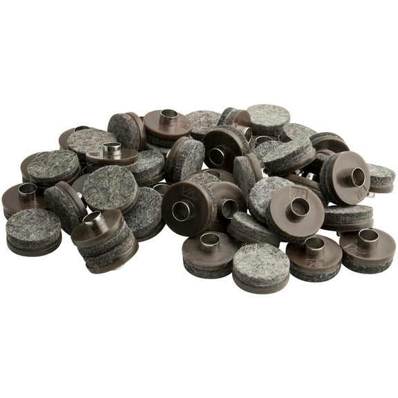 softtouch 1" Round Nail-On Furniture Glides, Brown (48 Pack)