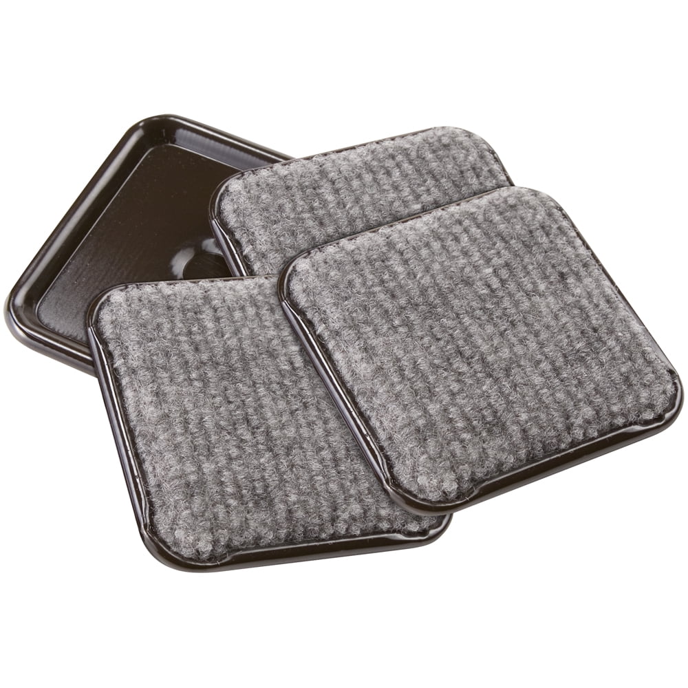 softtouch 2 1/2" Square Carpet Bottom Caster Cups, Brown/Gray (4 Pack