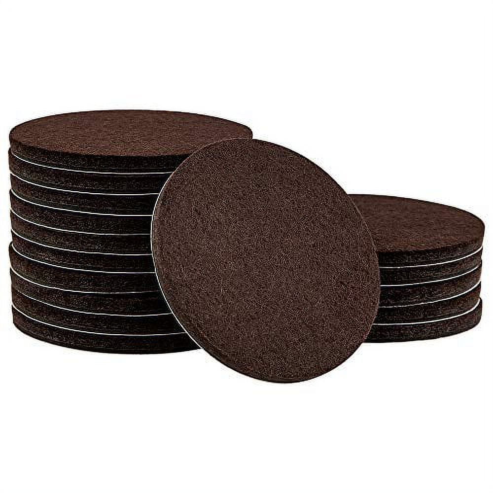 Brown Heavy-Duty Round Felt Furniture Pads, 3 Inches, 16 Pieces