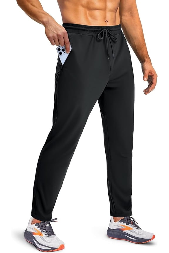 Men's Athletic Sweatpants Joggers with Zipper Pocket Workout Pants For Running